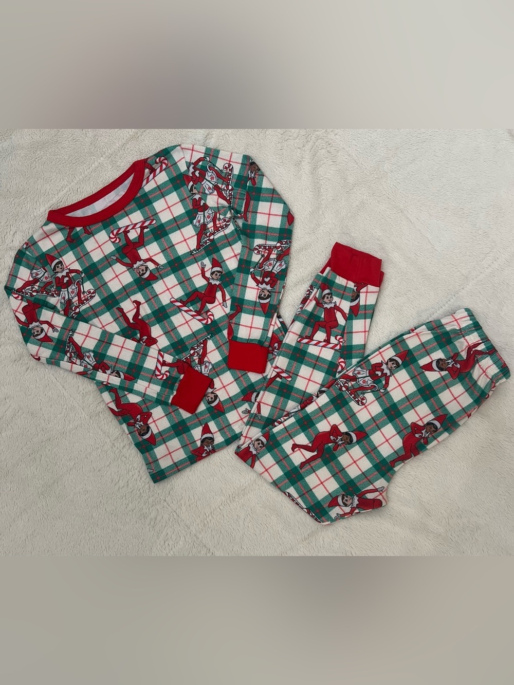 🎄 Elf on the Shelf Kids Pajama Set - Plaid Holiday - Size 10